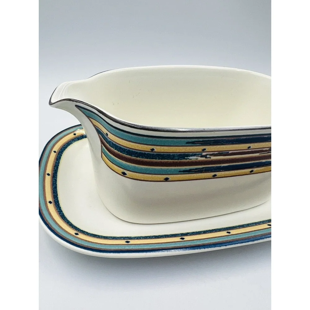Mikasa Intaglio CAC73 Color Circuit Gravy Sauce Boat Set Underplate Replacement
